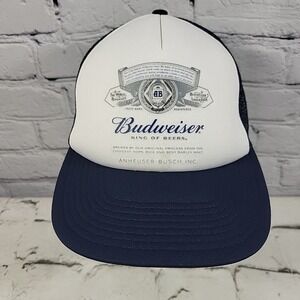Budweiser Trucker Hat Mens OS Navy Blue Mesh Snapback Beer Ball Cap